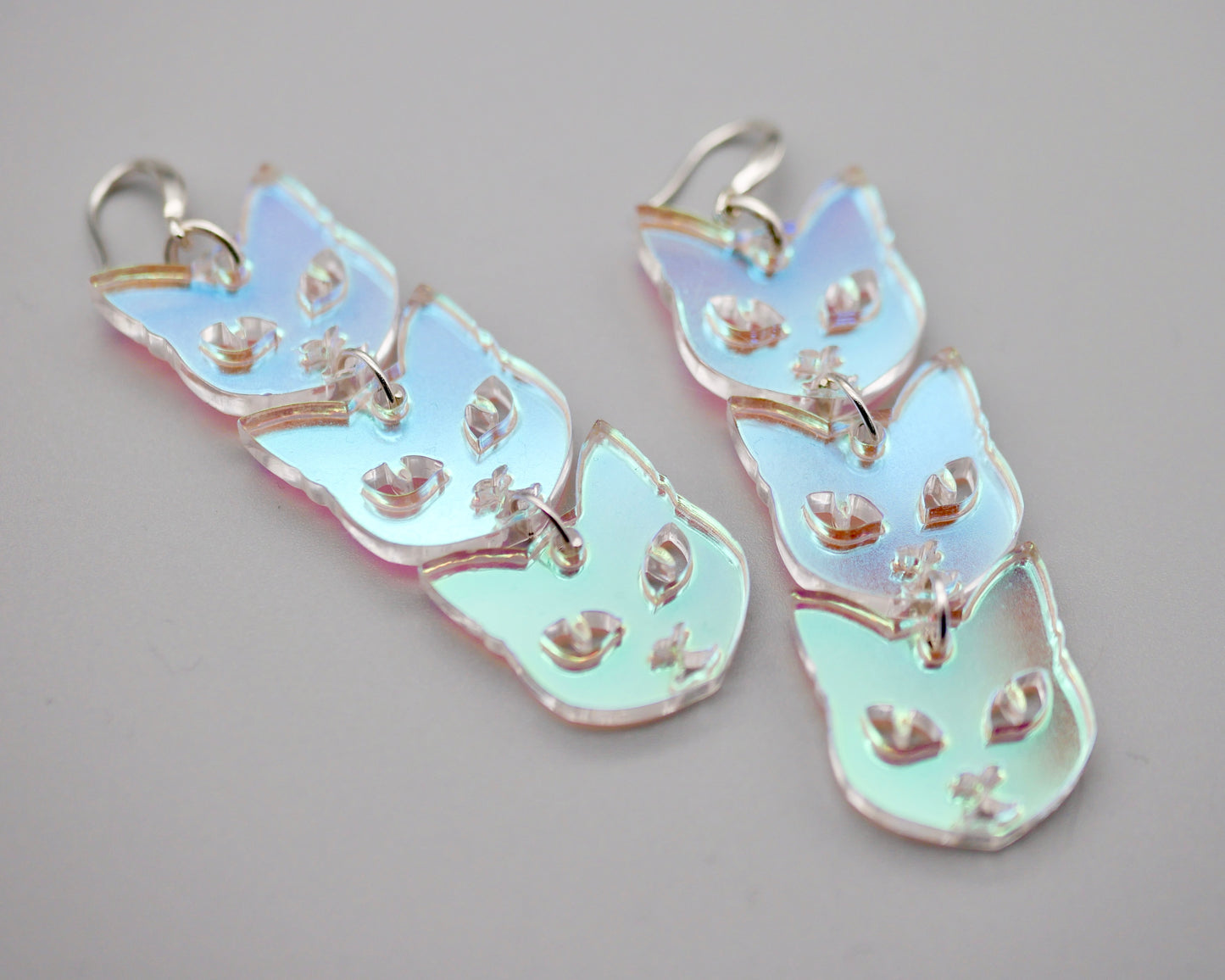 Lucky Cat Earrings - Iridescent