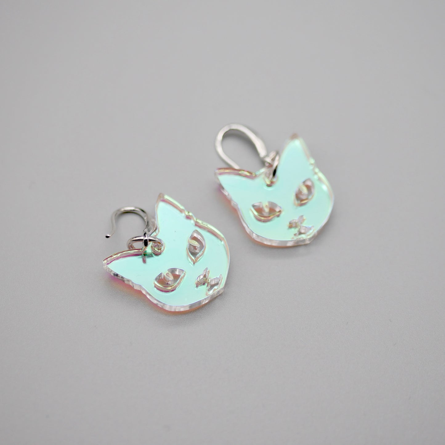 Lucky Cat Earrings - Iridescent