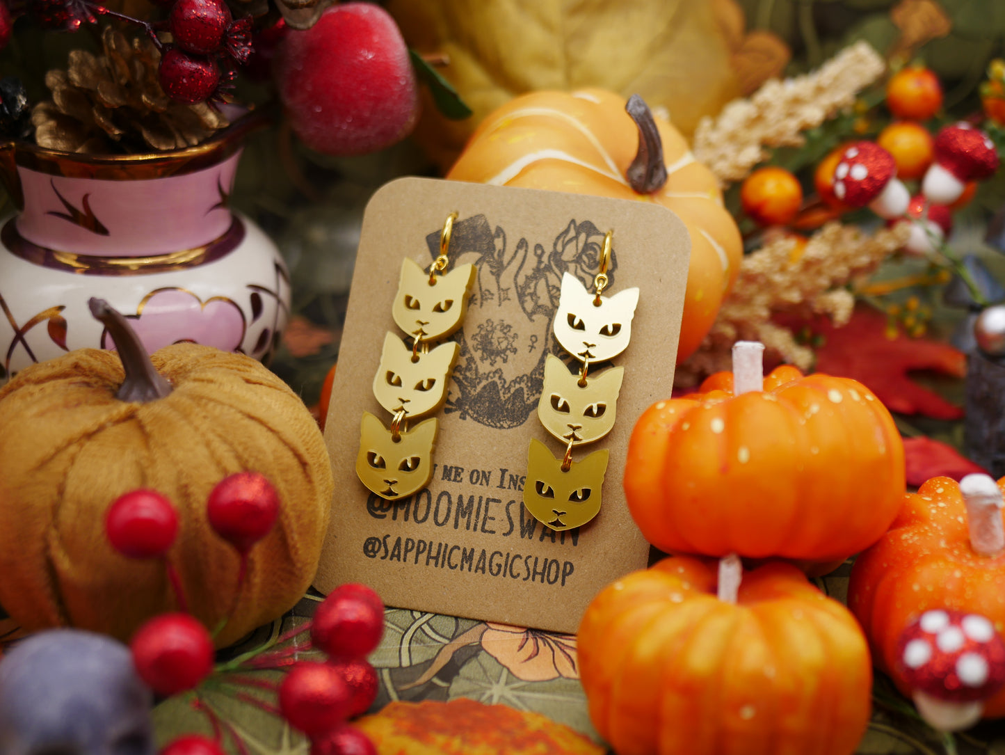 Lucky Gold Cat Earrings