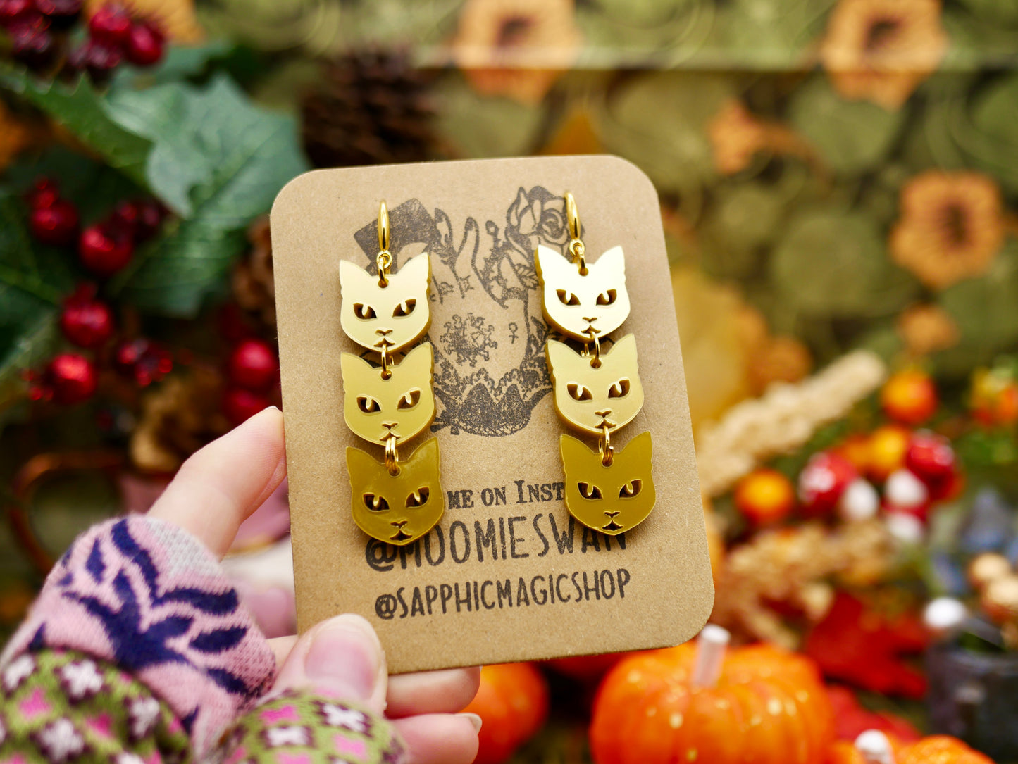 Lucky Gold Cat Earrings