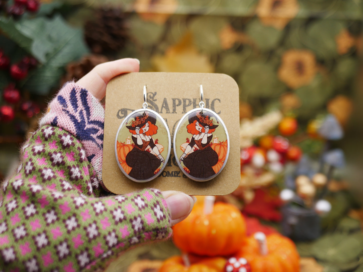 Pumpkin Witch Earrings